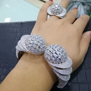 GODKI Luksus Afrikanske Bangle Ring Sæt Mode Dubai Brude Smykker Sæt Til Kvinder Bryllup brincos para som mulheres 2019