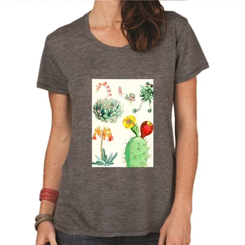 Q Version af Grønne Blomstrende Kaktus Mønster Grafisk T-shirt Pige Nye Tshirt Kvinder Være Venlige Brev Print Afslappet Lys Blå t-Shirt