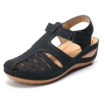 Kvinde Sommeren Vintage Læder Sandaler Med Spænde Casual-Sy Kvinder Sko Kvindelige Damer Platform Retro Sandalias Plus2020