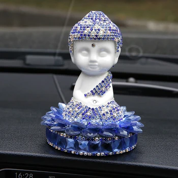 Bil Ornament Krystal Diamant Keramiske Buddha-Statue Figurer Biler Indvendige Betjeningspanel Dekoration Buddha Smykker Gaver