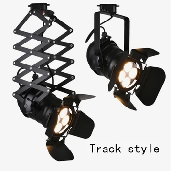 Vintage E27 Track Lys I Loft-Industriel Rampelyset Skinne Lys Sort Spor Lampe Med Barndoors Tøj Butik Shop Kampprogram