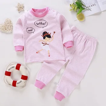 2020 Bomuld Baby Piger Drenge Pyjamas Sæt Holde Varmen Børns Tøj Tegnefilm Børnene Nattøj med Lange Ærmer Tops+Bukser 2stk