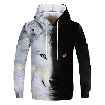 2018 ny ulv hoodie mænd hoodie efteråret og vinteren hip hop hoodie casual brand 3D wolf hættetrøje