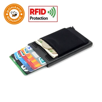 BONAMIE Hot ! Kreditkort Indehaveren Tilfælde Aluminium Tegnebog Med Elasticitet Tilbage Lomme RFID Tynd Metal-Wallet-Business-ID-Kort Holder