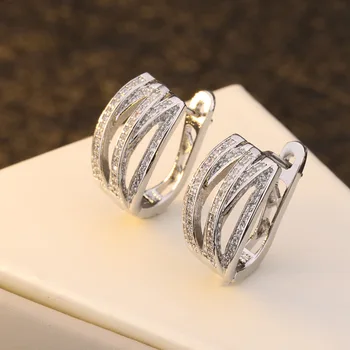 Nye 925 Sterling Sølv Øreringe Mikro-Sæt AAAAA Zircon Crystal Øreringe Til Kvinder Charme Smykker Gave