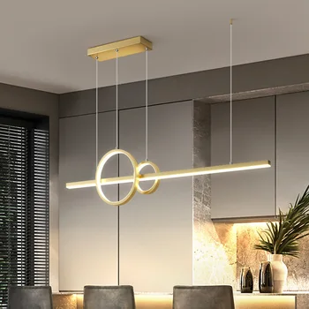 Minimalistisk spisestue lysekrone moderne enkle spisebord bar kontor kreative designer lange LED-lamper nordeuropa