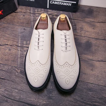 Platform læder mænd sko italienske formel kjole mandlige fodtøj luksus mærke bryllup sko mænd classic brogue oxford sko til mænd