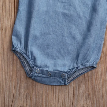 Sommer piger, flæser jeans romper 2017 Nyfødte Spædbarn Baby Piger Sparkedragt uden ærmer Buksedragt Tøj, Udstyr Sunsuit Toppe