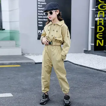 Kidancer Militære Passer til Barnet Streetwear Kostumer Khaiki Tøj Sæt Kids Ydeevne Jazz Piger Tøj Dans Passer Sæt