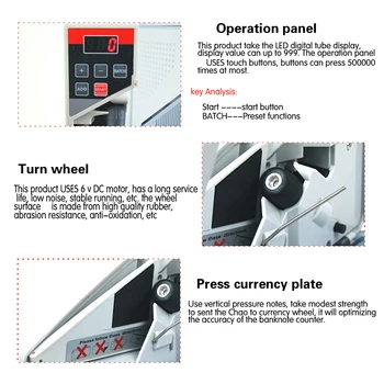 V40 Mini Bærbar Handy Penge Tæller for de Fleste Valuta Note Bill Kontant Optælling Maskine med Læder Taske EU