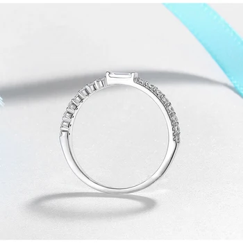 S925 sterling sølv natural Rhinestone rektangulære analog diamond mine damer engagement ring, solid bryllup diamant ringe til kvinder