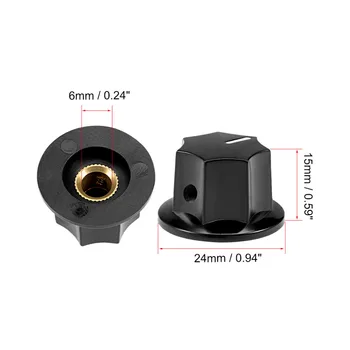 Uxcell 5Pcs 6mm Sæt Akslen 24x15mm Plast Potentiometer Drejeknap Potter Sort Til Slut Rotary Potentiometer Forsyninger