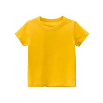 Børns kortærmet T-shirt i bomuld solid T-shirt til drenge og piger i top-shirt børn T-shirt til sommer T-shirt