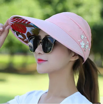 2020 Hot kvinder sommer, Sol Hatte Strand Hat Beskyttelse UV-beskyttelse kvindelige cap Casual Dame Sommer Caps Hestehale Wide Brim Hat