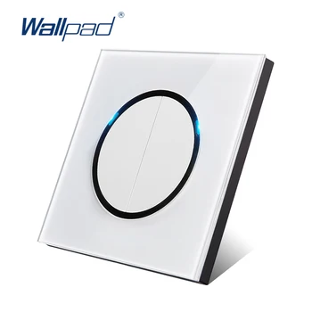 Wallpad L6 LED-4-Banden 2-Vejs Hvid Hærdet Glas Panel Tilfældig Klik på Knappen for væglampe Skifte Med LED-Indikator