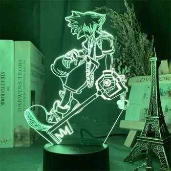 Kingdom Hearts Sora LED Nat Lys 3D-Animationsfilm Figur Lampe Spil Tegnefilm Figur Soveværelse Dekoration Lampara Kreativ Belysning, Xmas