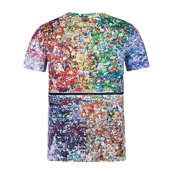2017 Mærke Tøj 3D-T-shirt Kvinder Mænd Summer Fashion T-shirt 3D-Print Animationsfilm Pokemon Gå Hip Hop Sjove t-Shirt til Mænd