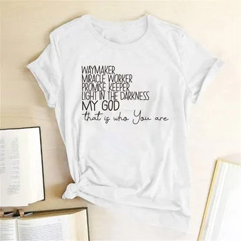 Måde Kaffefaciliteter Print Kvinder T-shirt mirakelmager Løfte Keeper Lys I Mørket, Min Gud Christian Tshirt Kvinder Tee Shirt Femme