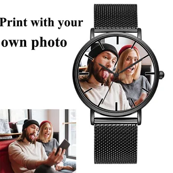 A3321w kreative armbåndsur sat med dit eget foto design købers logo legering rem sort casual sport elskere 2018 mode