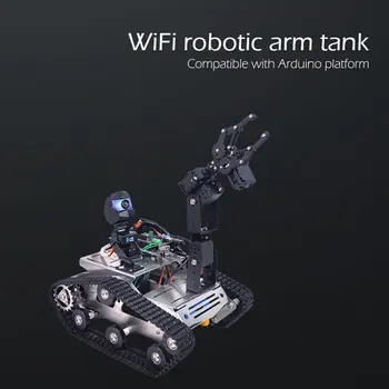 Nye Programmerbare TH WiFi Tank Robot Bil Kit Med Arm For Raspberry Pi4 (2G) - Standard/Undgåelse Version Store Klo