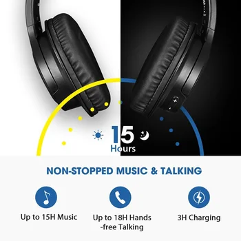 Mpow H7 Klassiske Trådløse Hovedtelefoner til en Bluetooth-Headset med Mikrofon 15Hrs Spilletid Trådløse Hovedtelefoner til iPhone XS/XR/Xiaomi