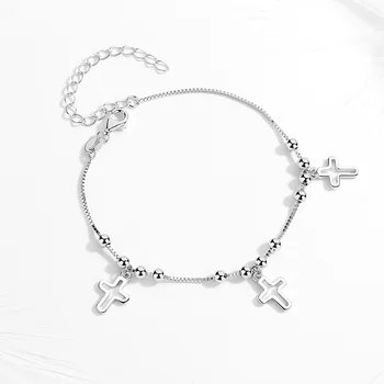 Kaletine Mode Perler Armbånd Til Kvinder 925 Sterling Sølv Box Kæde Armbånd Med Kors Vedhæng Lesbiske Smykker Gave