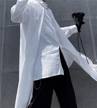 Yamamoto mørk mid-længde vindjakke shirt mandlige falske to løse vilde ren sort langærmet skjorte jakke