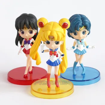Q posket Sailor Moon Tsukino Usagi Sømand Neptun Kaiou Michiru Sømand Uranus Tenoh Haruka PVC Tal Legetøj 3pcs/set 8cm