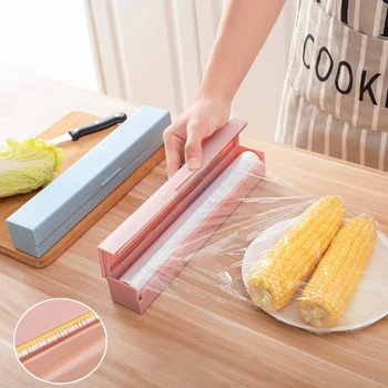 Køkken Kreativt Værktøj, Plastik Mad Wrap Husholdningsfilm Dispenser Aluminium Folie Voks Papir Cutter Skære Max 3 Farver