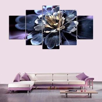 Moderne Abstrakt Lærred Maleri Væg Kunst, Billeder 5 Panel Smuk Blomst Stue Modulære HD Trykt Plakat, PENGDA