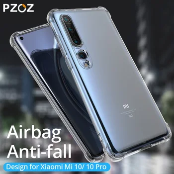 PZOZ For Xiaomi Mi 10 Pro Tilfælde Mobiltelefon Beskyttende Taske Gennemsigtig, Slagfast Klar Silikone TPU Soft Shell Til Xiaomi