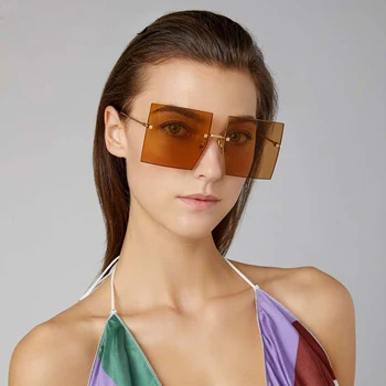 2021 Sommeren Nye Solbriller Kvinde Dække Ansigt Fashion Parasol Spejl Flerfarvet Blandet Pladsen Gradient Farve