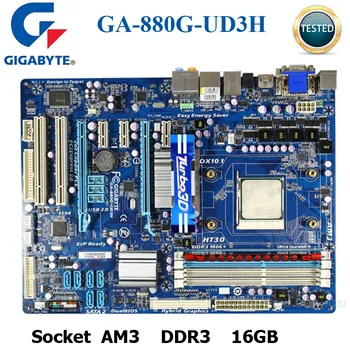 Socket AM3 DDR3 Gigabyte GA-880G-UD3H Desktop-Bundkort med SATA II AMD 880G GA-880G-UD3H Originale, brugt Bundkort
