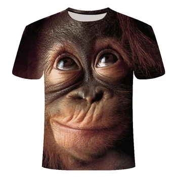 2019 New3D Orangutang Print T-shirt Mænd/Kvinder dyreprint Funny Monkey kortærmet Sommer Tops Tees Asian størrelse S-6XL