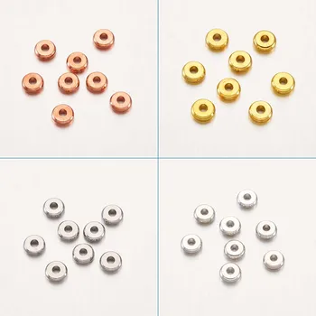 320pcs/max Flad Rund Løs Perler Mønt Spacer Metal Kobber Perler til gør det selv Smykker, Armbånd, Halskæde Gøre 6x2mm Blandet 4 Farver