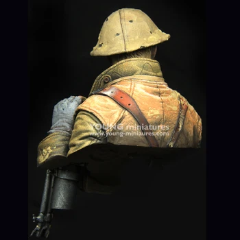 1/10 Britiske LEWIS Gunner WWI, Harpiks Model Bust GK, militær tema, Usamlet og umalet kit