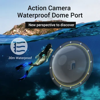 TELESIN 6-tommer Action Kamera 30m Vandtæt Dykning Boliger Cover med Håndtag, Greb Erstatning for GoPro Hero 9 Black Kamera