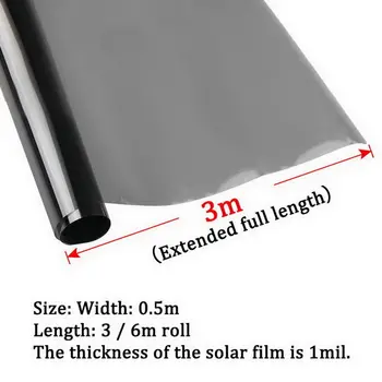 Window Tint Film 3mx0.5m Bil Vindue Folie Farve Toning Film Roll Bilen Hjem vinduesglas Sommer Solens UV-Beskytter Mærkat Film