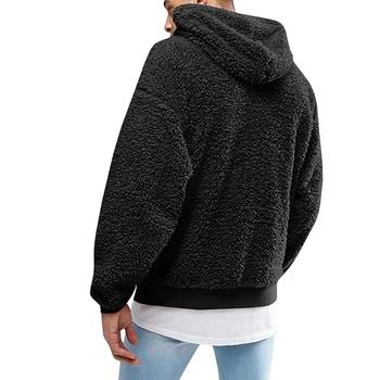 Mænd, Efterår, Vinter Farve Tyk Blød Plys Faux Sweatshirt Fleece Pullover Hoodie Outwear