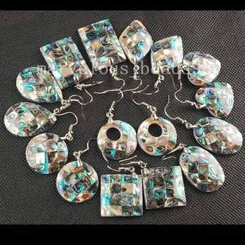 Gratis forsendelse Mode Smykker 8 par Engros New Zealand abaloneskal Kunst Dingle Øreringe WW0007