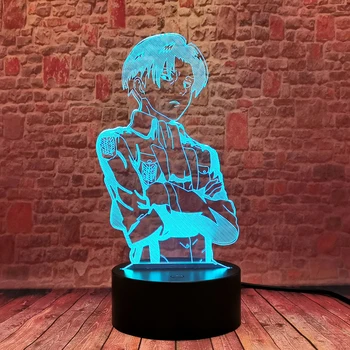 Cool 3D Fjernsyn Nightlight LED 7 Farver Ændre Lampe Model Kaptajn Levi Ackerman Angreb på Titan Anime Figur Legetøj for børn
