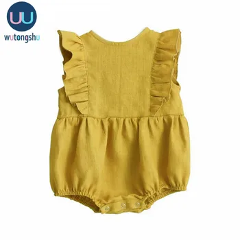 Baby Pige Tøj Sommeren 2020 Ny Spædbarn Baby Pige Rompers Solid Ærmeløs Hvid Pink Nyfødte Buksedragt Tøj Sunsuit Tøj
