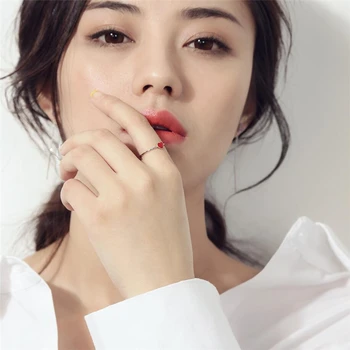 925 Sterling Sølv, med Rødt Hjerte Temperament Sød Personlighed Frisk Mode Korea Kvindelige Søde Resizable Åbne Ringe SRI129