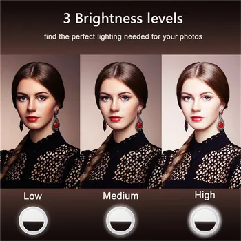 LED Lys Ring Til Mobiltelefon Video, USB Charge Belysning Selfie Styrke Ring Lampe Ringlight For YouTube /Photography