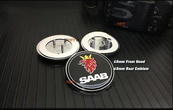 2pc Gratis fragt 68mm SAAB bil foran hood bonnet emblem bageste Lastbil badge klistermærker til 03-10 Saab 9-3 9-5 93 95 auto tilbehør