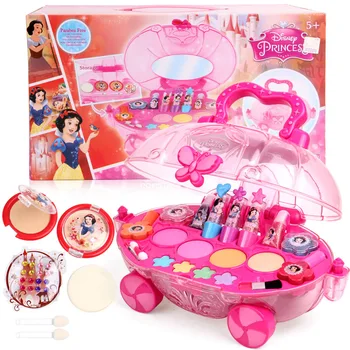 Disney Frosne elsa og anna Makeup bil indstille Mode Legetøj piger vandopløselige Skønhed foregive spille for kids fødselsdag gave