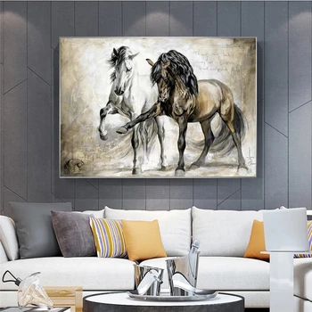 Retro Hest Kanvas at Male Abstrakte Dyr Plakater og Prints Skandinaviske Væg Kunst Billedet Cuadros boligindretning, Rum Udsmykning