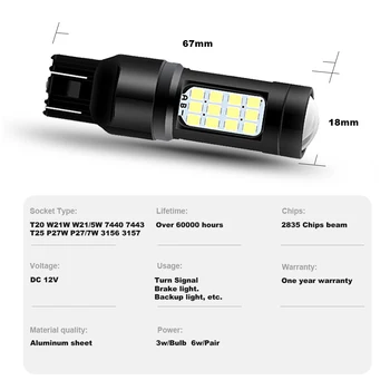ANMINGPU 1X Signal Lampe W21/5W LED 7443 7440 W21W T20 Canbus 3030SMD T25 LED 3156 3157 P27W P27/7W Reserve Lys Bremse Lys 12V