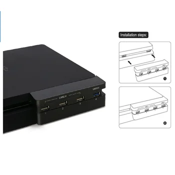 PS4 Slank Cooler Pad Køling med Eksterne USB-3-Fan Super Turbo-HUB 4 USB-Porte, Kabel-Adapter For Playstation 4 Slim Konsol