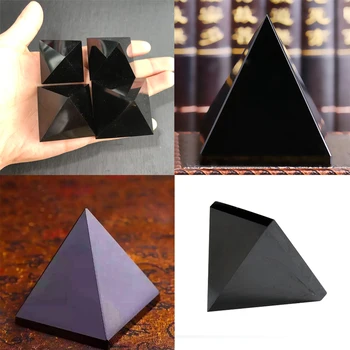 Pyramide Healing Krystal Sort Natural Obsidian Kvartskrystal For Boligindretning Crafts Collection Gave Kreative